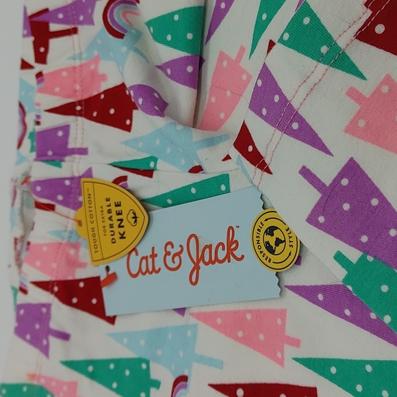 2 Cat & Jack Size XS Cotton Pants (Winter Trees & Unicorn Cat's) - Picture 3 of 9